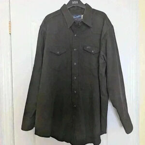 Vintage wrangler size large  pearl snap shirt dark brown